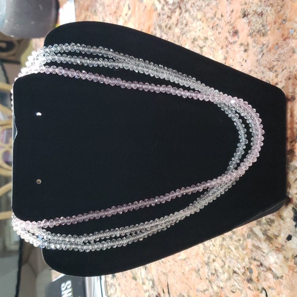 Womens 3-strand glass bead necklace